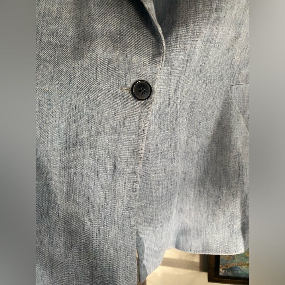 REISS Linen Blend Blazer Single Button Blazer Maddy Rye Light Blue Size Large - Picture 8 of 11